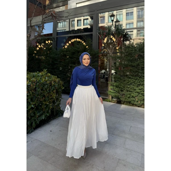 Kırışık Etek - Beyaz