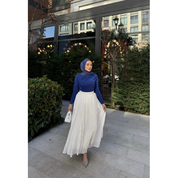 Kırışık Etek - Beyaz