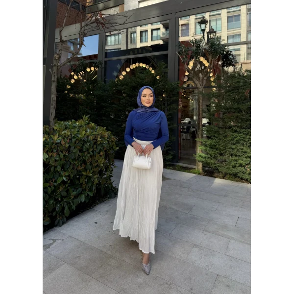 Kırışık Etek - Beyaz