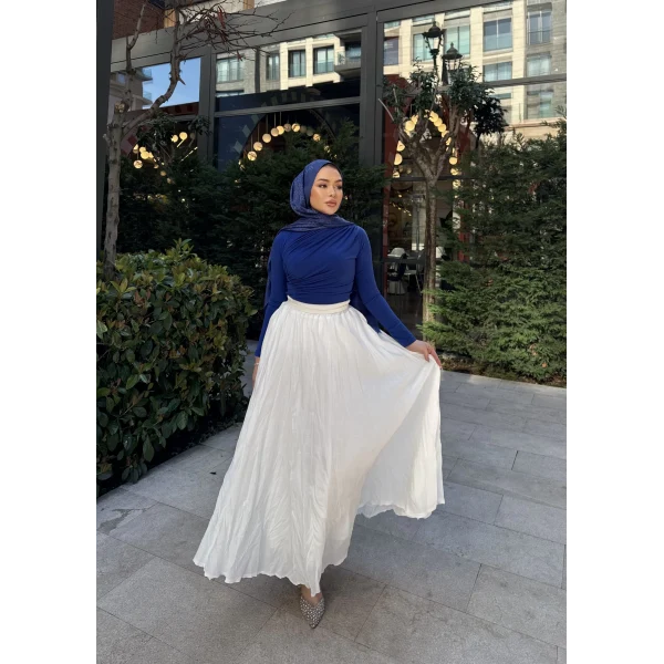 Kırışık Etek - Beyaz