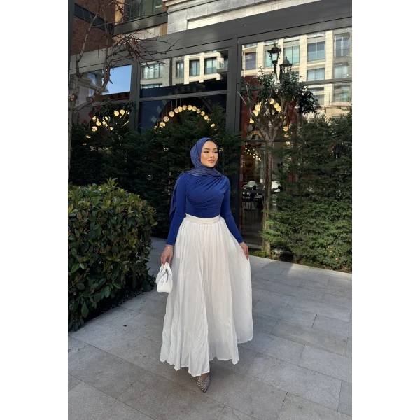 Kırışık Etek - Beyaz