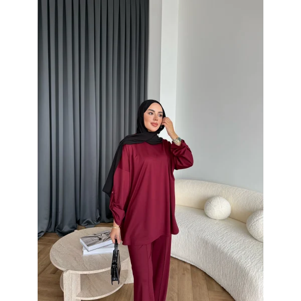 Kol Detaylı Oysh Takım - Bordo