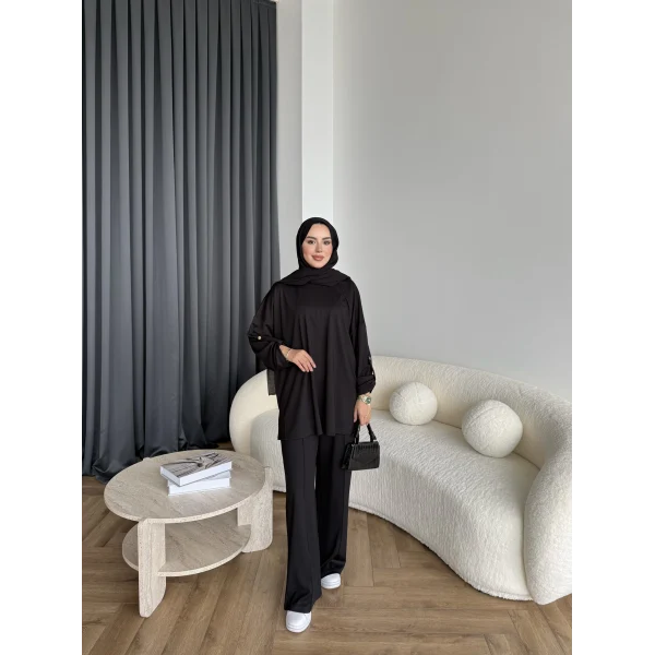 Kol Detaylı Oysh Takım - Siyah