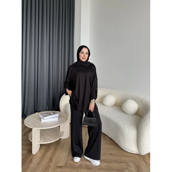 Kol Detaylı Oysh Takım - Siyah