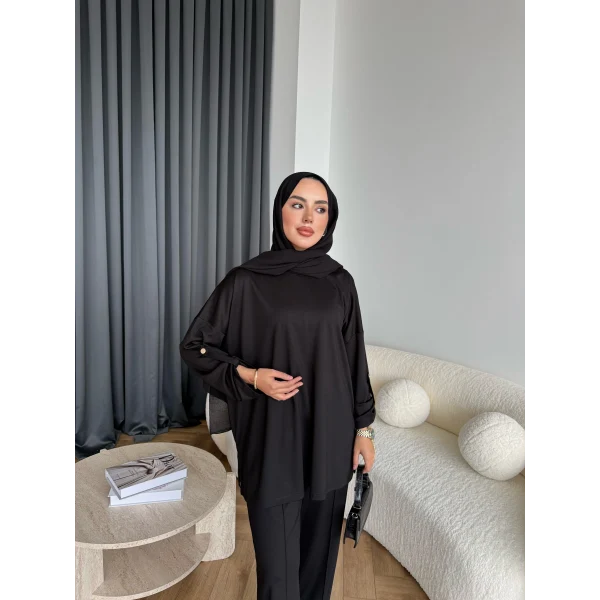 Kol Detaylı Oysh Takım - Siyah