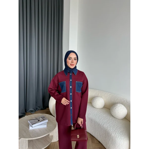 Kot Detaylı Oysh Takım - Bordo