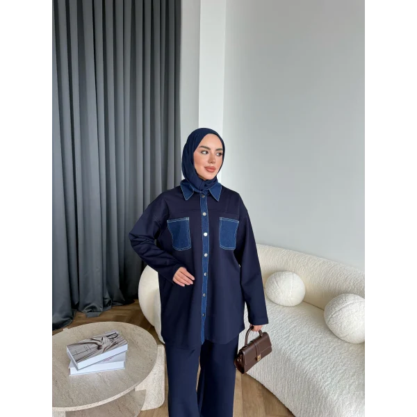 Kot Detaylı Oysh Takım - Lacivert