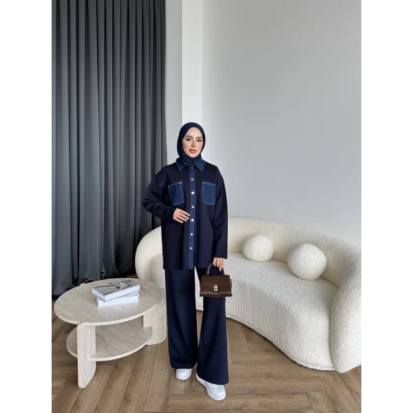 Kot Detaylı Oysh Takım - Lacivert