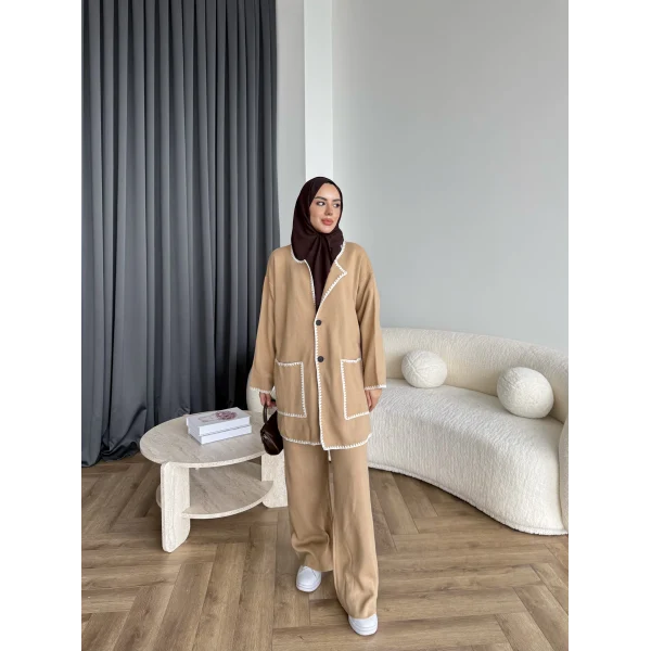 Kuzy Cepli Triko Takım - Camel