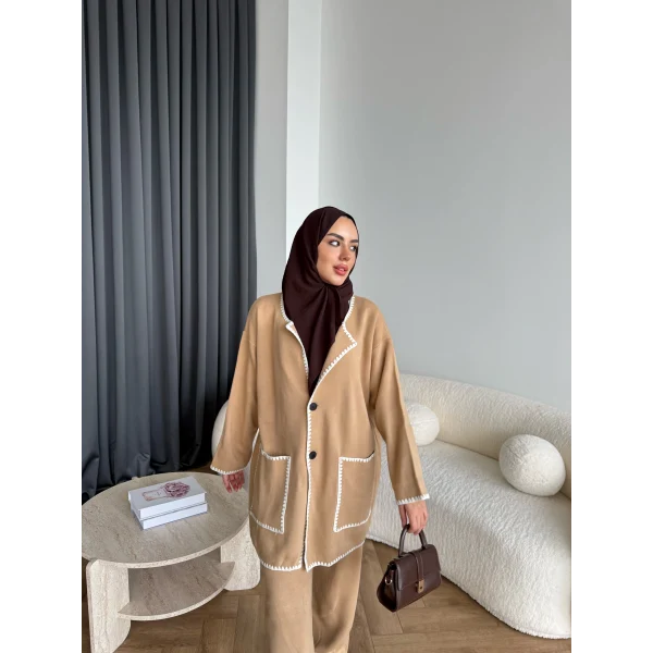 Kuzy Cepli Triko Takım - Camel