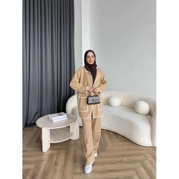 Kuzy Cepli Triko Takım - Camel