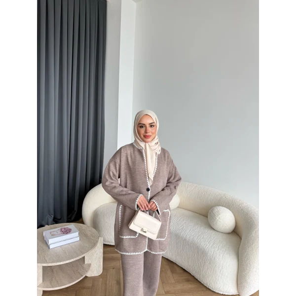 Kuzy Cepli Triko Takım - Vizon