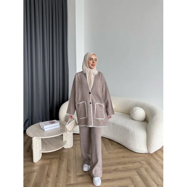 Kuzy Cepli Triko Takım - Vizon