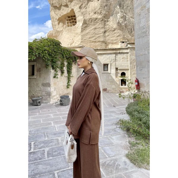 Laly Fitilli Triko Takım - Kahve