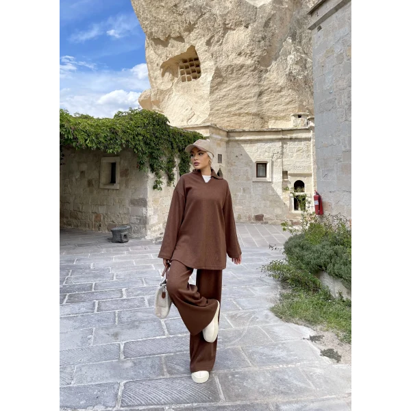 Laly Fitilli Triko Takım - Kahve