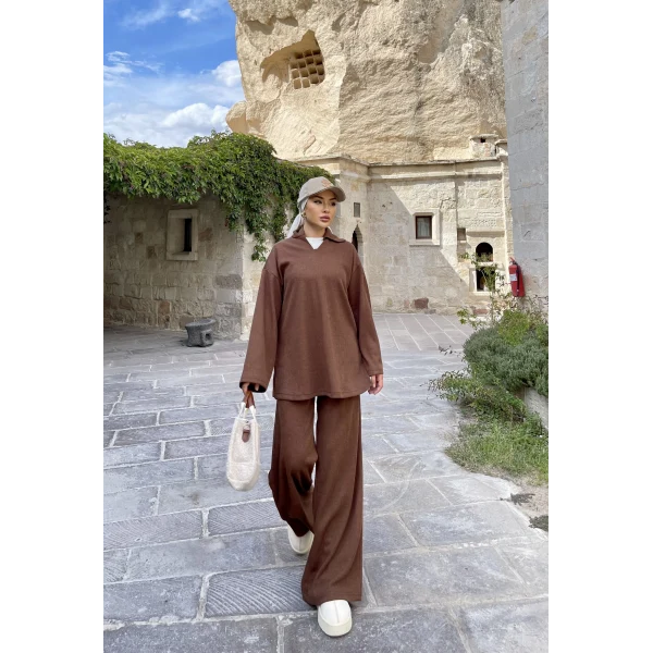 Laly Fitilli Triko Takım - Kahve