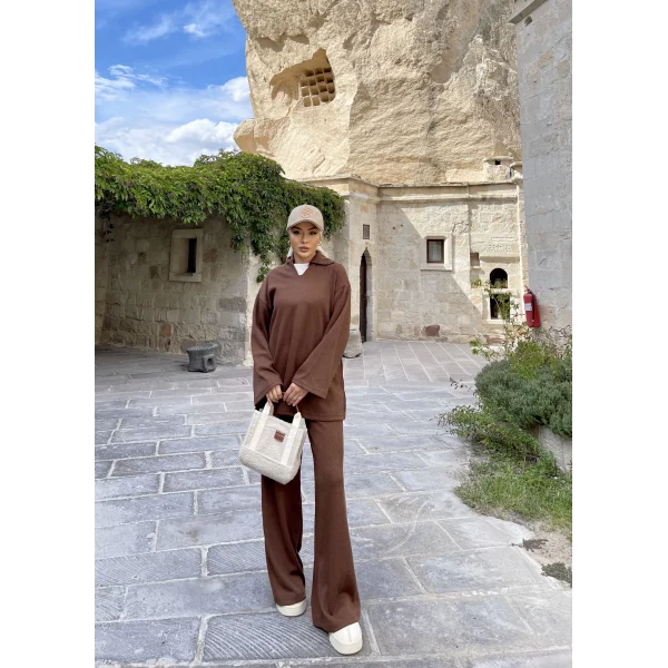 Laly Fitilli Triko Takım - Kahve