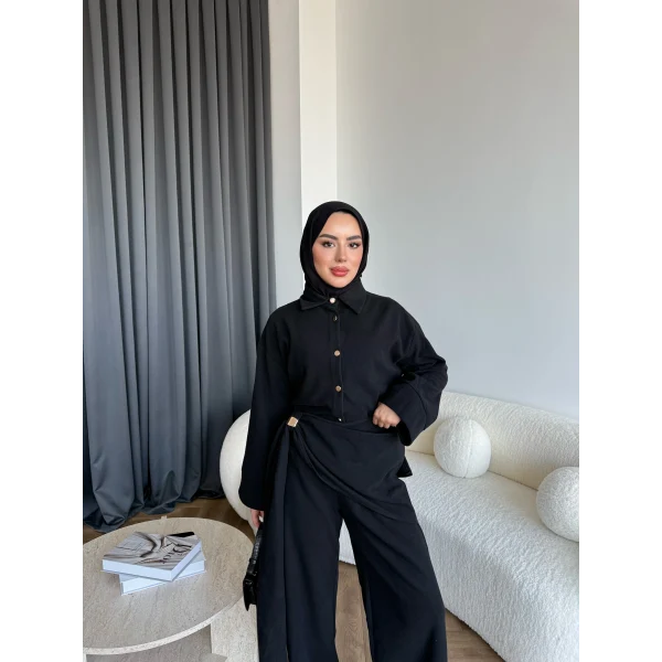 Levs Yan Bağlamalı Takım - Siyah