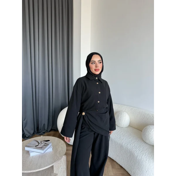 Levs Yan Bağlamalı Takım - Siyah