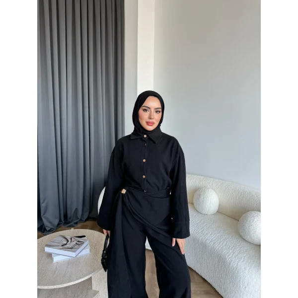 Levs Yan Bağlamalı Takım - Siyah