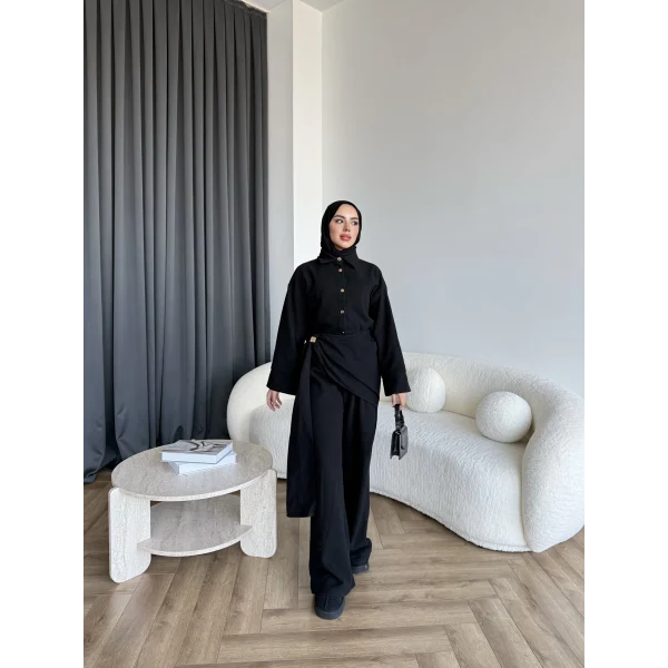 Levs Yan Bağlamalı Takım - Siyah