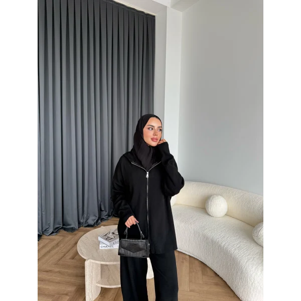Leyans Fermuarlı Takım - Siyah