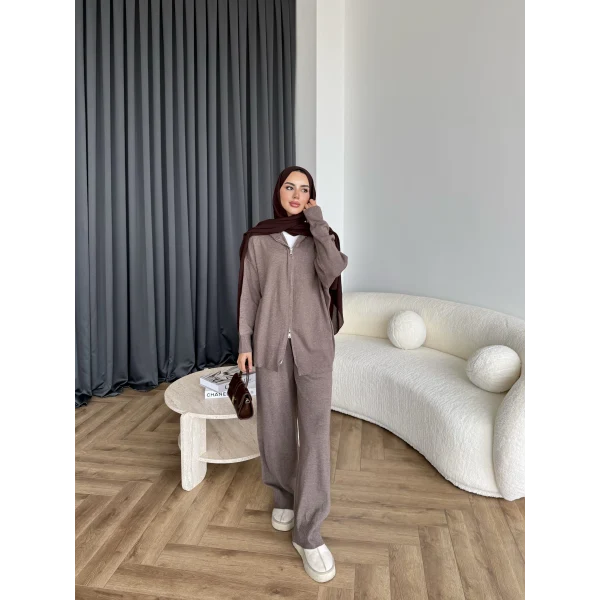 Leyans Fermuarlı Takım - Vizon