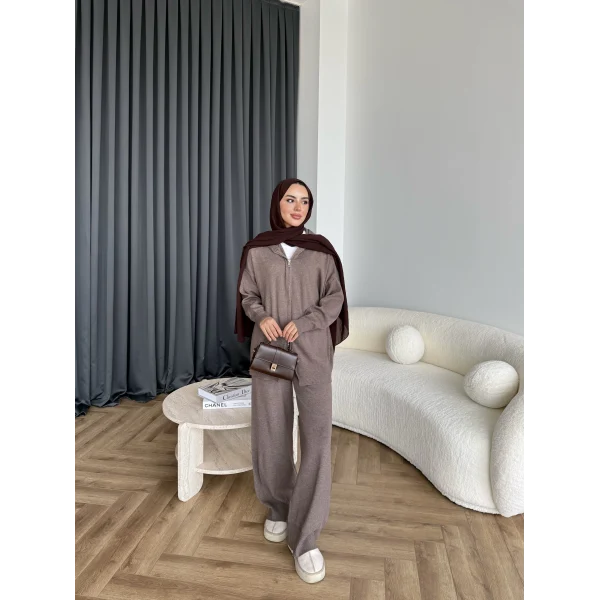 Leyans Fermuarlı Takım - Vizon