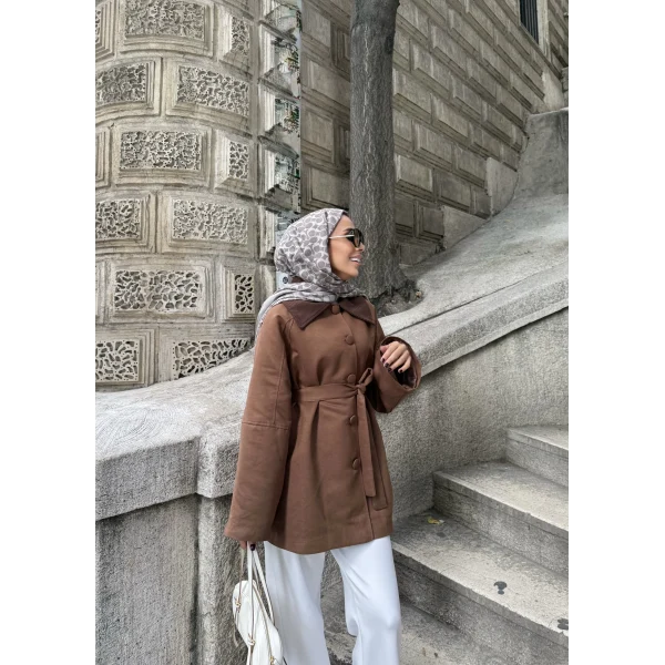 Lezya Yaka Detay Ceket - Camel