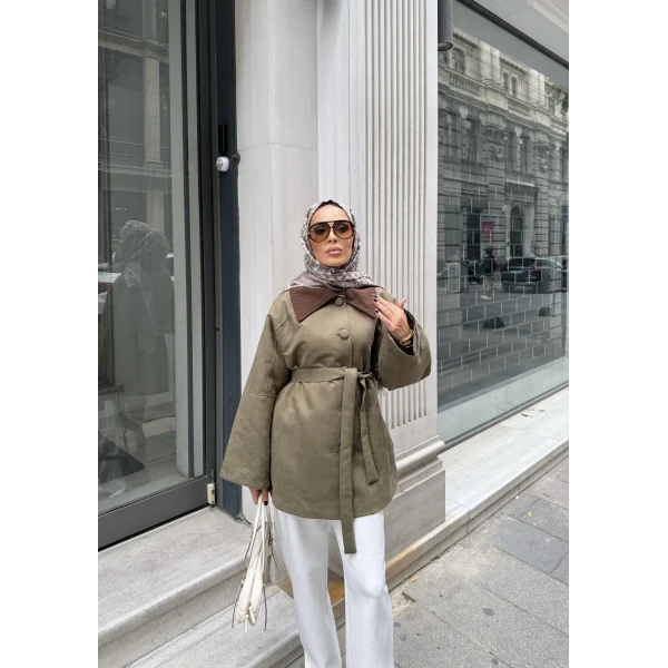 Lezya Yaka Detay Ceket - Yeşil