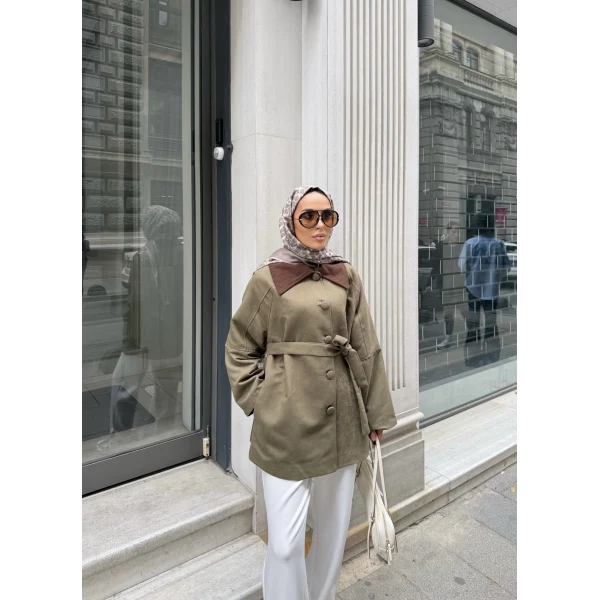 Lezya Yaka Detay Ceket - Yeşil