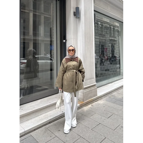 Lezya Yaka Detay Ceket - Yeşil