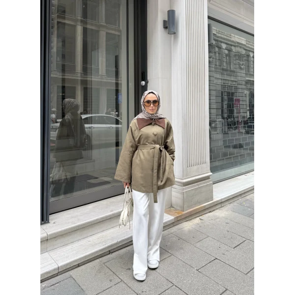 Lezya Yaka Detay Ceket - Yeşil