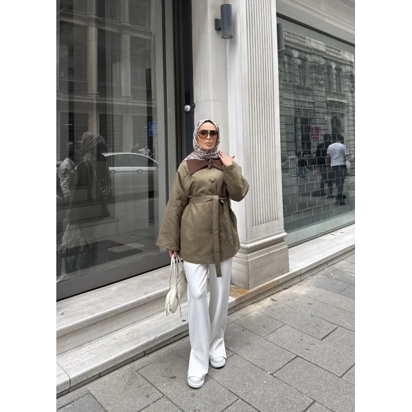 Lezya Yaka Detay Ceket - Yeşil