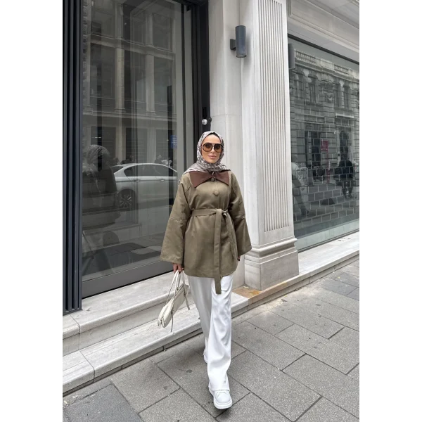 Lezya Yaka Detay Ceket - Yeşil