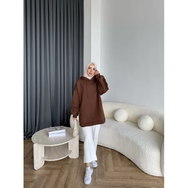 Lidya 3 İplik Sweat - Acı Kahve