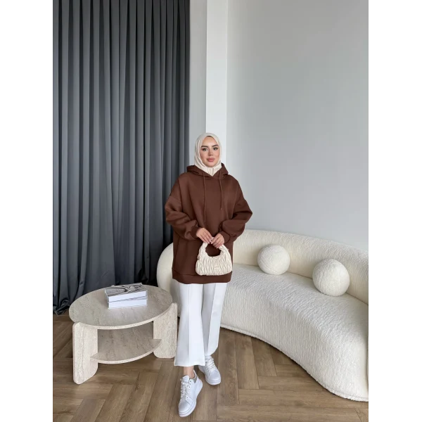 Lidya 3 İplik Sweat - Acı Kahve