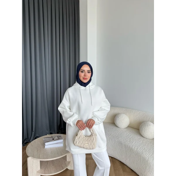 Lidya 3 İplik Sweat - Beyaz