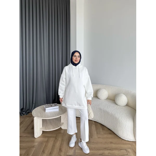 Lidya 3 İplik Sweat - Beyaz