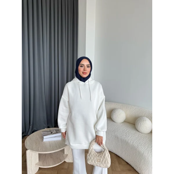 Lidya 3 İplik Sweat - Beyaz