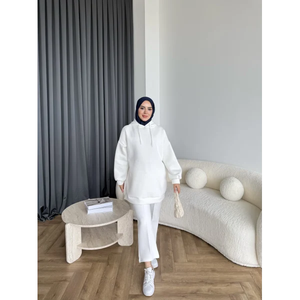 Lidya 3 İplik Sweat - Beyaz