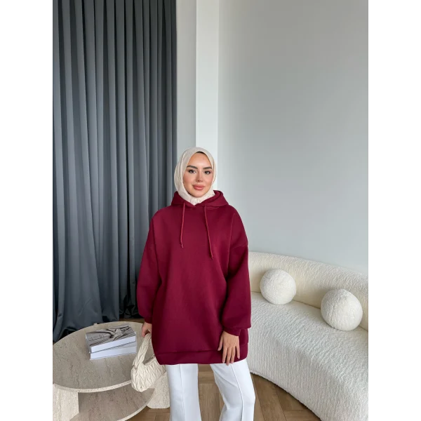 Lidya 3 İplik Sweat - Bordo