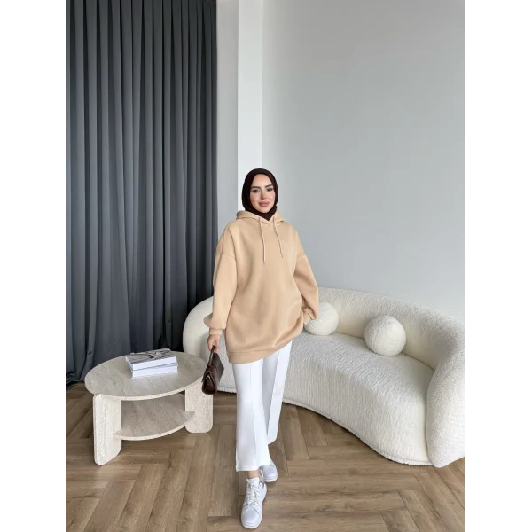 Lidya 3 İplik Sweat - Krem