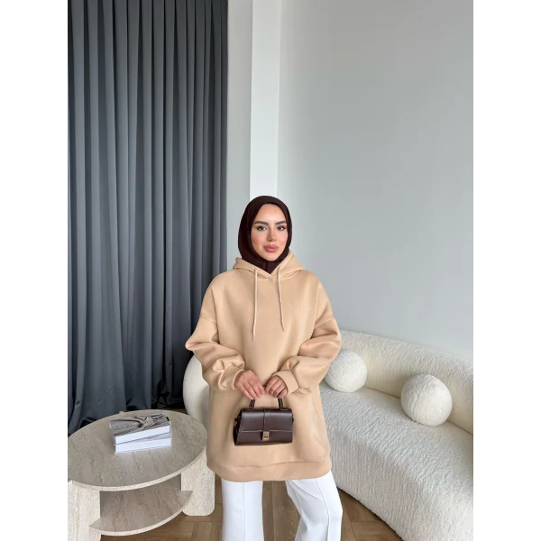 Lidya 3 İplik Sweat - Krem