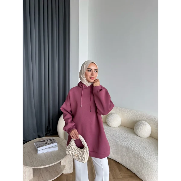 Lidya 3 İplik Sweat - Vişne