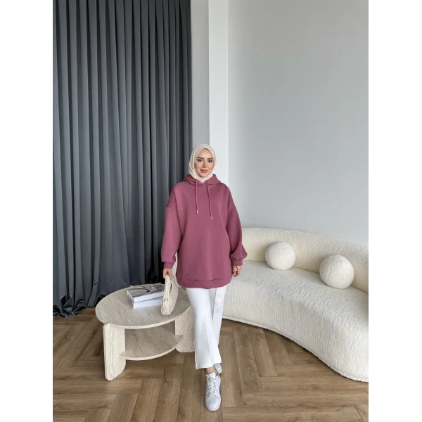 Lidya 3 İplik Sweat - Vişne