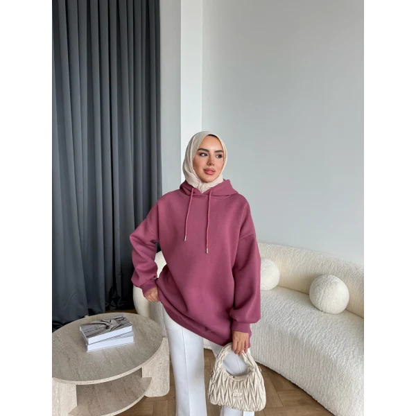 Lidya 3 İplik Sweat - Vişne