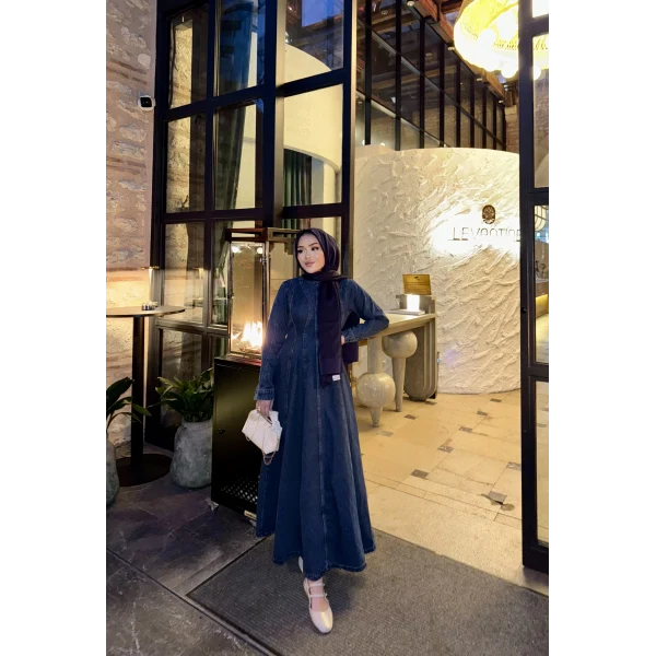 Linda Kot Elbise - Koyu Mavi