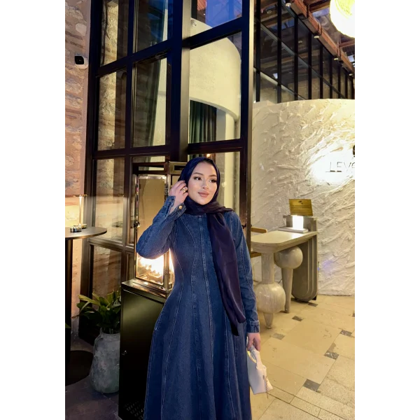 Linda Kot Elbise - Koyu Mavi