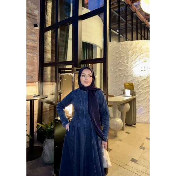 Linda Kot Elbise - Koyu Mavi